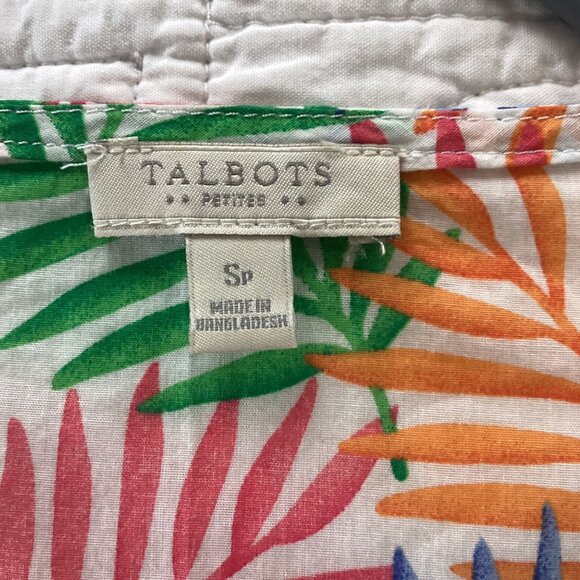 Talbots Petite S Tropical Leaf Print Tunic Top With Tassel Hem - Picture 3 of 12